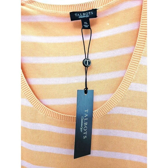 NWT Talbots Women's XL Peach Pink Striped Long Sleeved Sweater Coastal Grandma - Picture 3 of 5